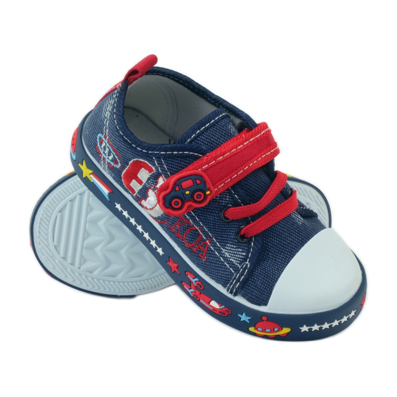 American Club Sneaker americane con soletta in pelle blu navy rosso 3