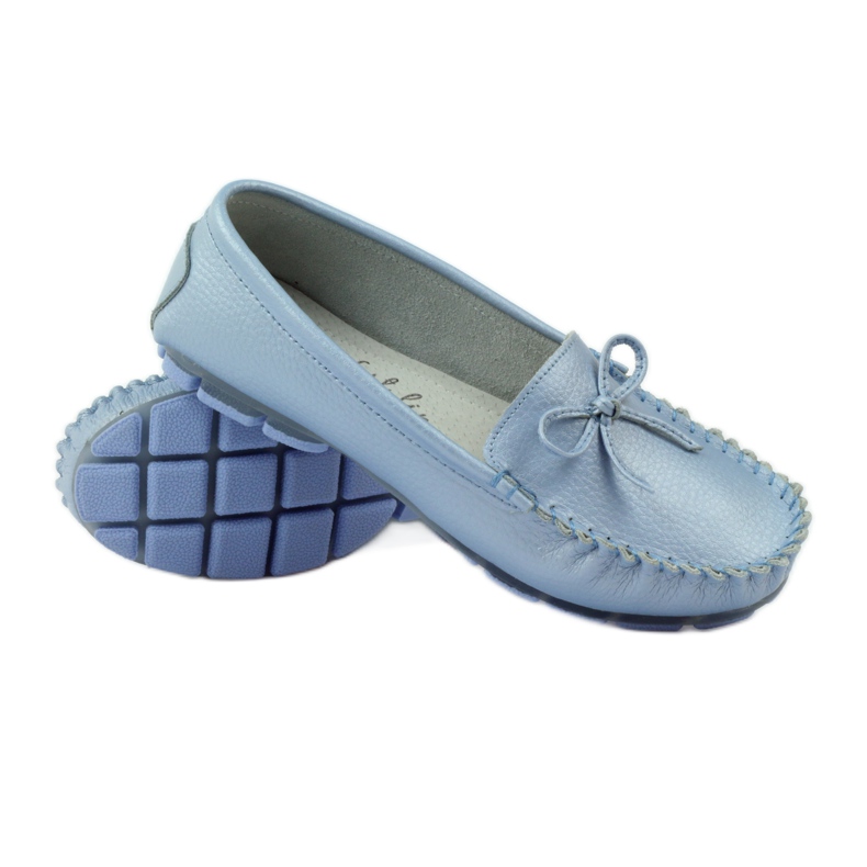 Mocassini in pelle con fiocco Filippo 004 blu 3
