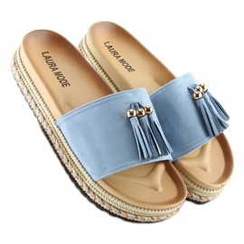 Ciabatte da donna blu LS-93 LT.BLUE 2