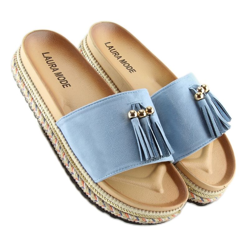 Ciabatte da donna blu LS-93 LT.BLUE 2