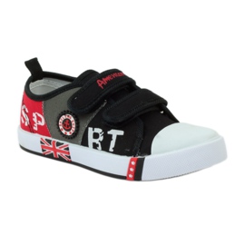American Club Sneakers da bambino americane sneakers in pelle rosso grigio nero 1
