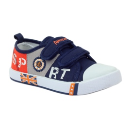 American Club Sneakers sneakers americane sottopiede in pelle blu navy grigio arancia 1
