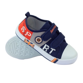 American Club Sneakers sneakers americane sottopiede in pelle blu navy grigio arancia 3