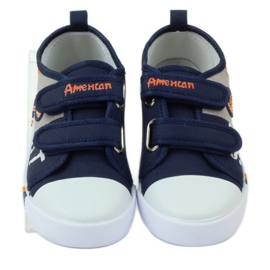 American Club Sneakers sneakers americane sottopiede in pelle blu navy grigio arancia 4