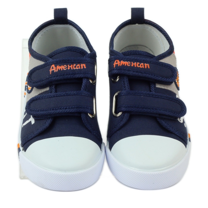 American Club Sneakers sneakers americane sottopiede in pelle blu navy grigio arancia 4