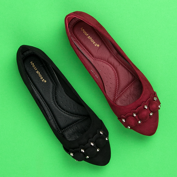 Ideal Shoes Ballerine nere alla moda nero 1
