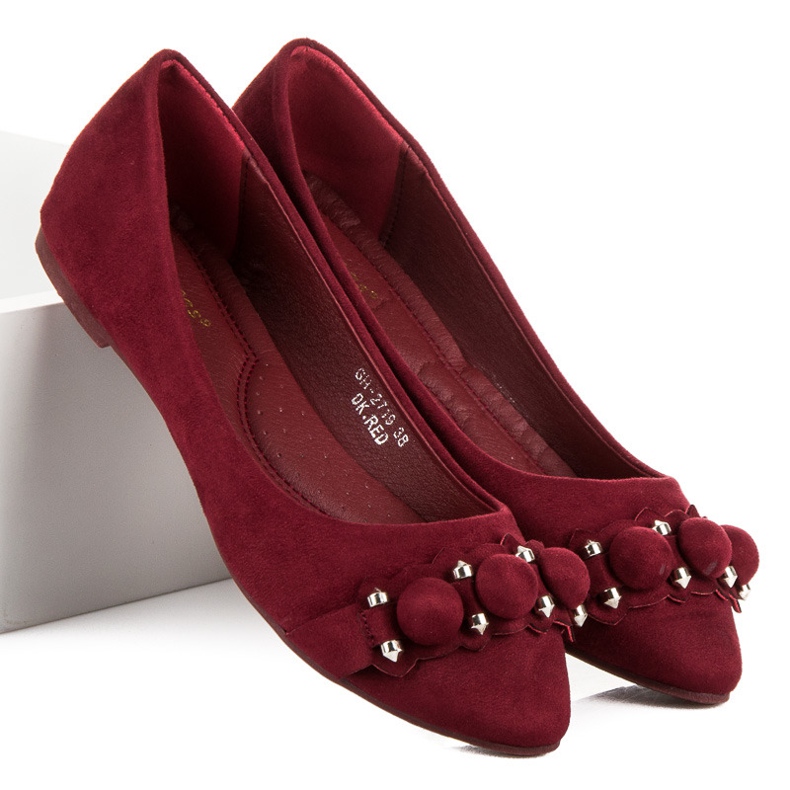 Ideal Shoes Ballerine bordeaux alla moda rosso 2