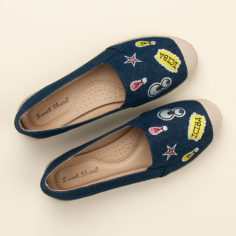 Sweet Shoes Espadrillas in denim con toppe blu navy 1