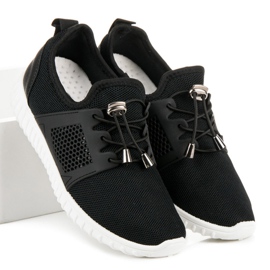 Sneakers nere con guardolo nero 1