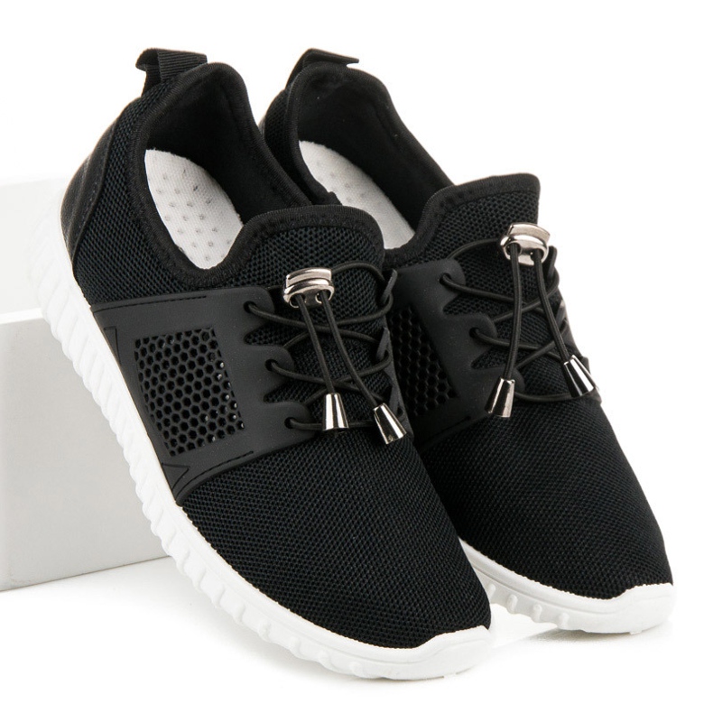 Sneakers nere con guardolo nero 1