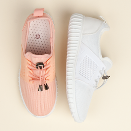 Sneakers color salmone con guardolo rosa 1