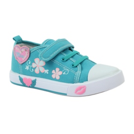 American Club Sneakers cuore americano con sottopiede in pelle verde blu 1