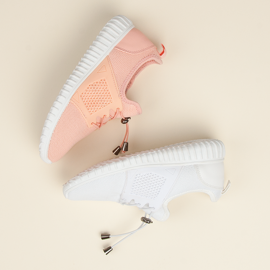 Sneakers color salmone con guardolo rosa 2