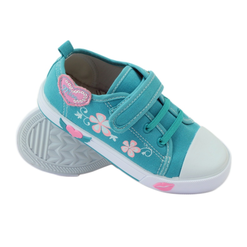 American Club Sneakers cuore americano con sottopiede in pelle verde blu 3