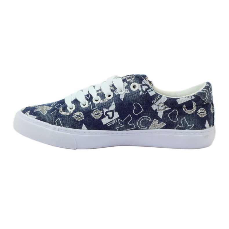 American Club Sneaker americane in denim glitterato blu navy 2