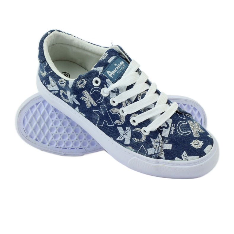 American Club Sneaker americane in denim glitterato blu navy 3