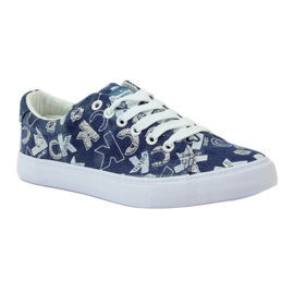 Sneakers da donna in denim con glitter american clublh18 blu navy 1