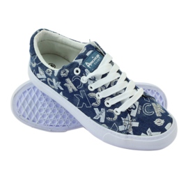 Sneakers da donna in denim con glitter american clublh18 blu navy 3