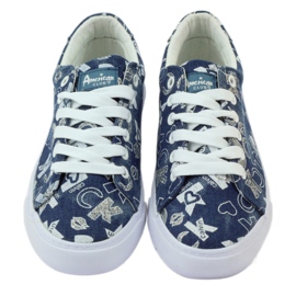Sneakers da donna in denim con glitter american clublh18 blu navy 4
