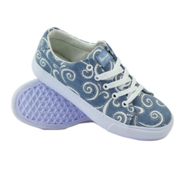 Sneakers American Club LH in denim con glitter blu grigio 2