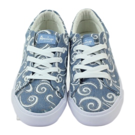 Sneakers American Club LH in denim con glitter blu grigio 3