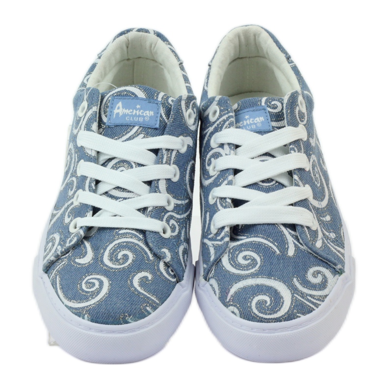 Sneakers American Club LH in denim con glitter blu grigio 3
