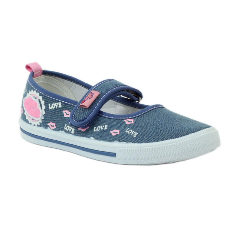 American Club Sneakers in bocca con sottopiede in pelle americana blu rosa 1