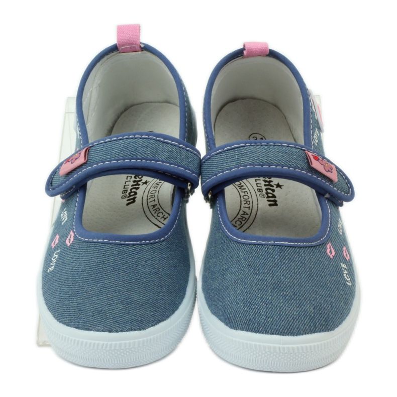 American Club Sneakers in bocca con sottopiede in pelle americana blu rosa 4