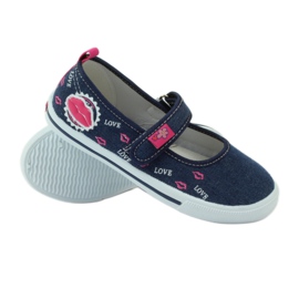 American Club Sneakers in bocca con sottopiede in pelle americana blu navy rosa 3