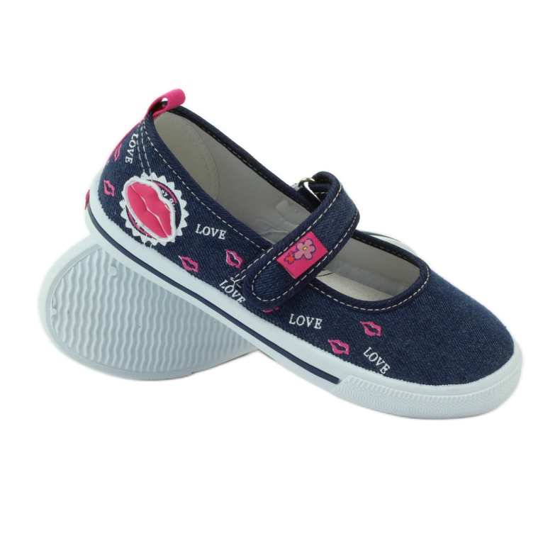 American Club Sneakers in bocca con sottopiede in pelle americana blu navy rosa 3