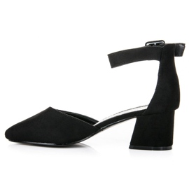 Sandali in suede con tacco basso nero 1