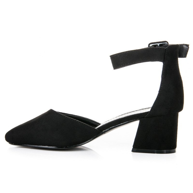 Sandali in suede con tacco basso nero 1