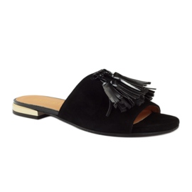Ciabatte nere con frange Badura 5133 nere nero giallo 1