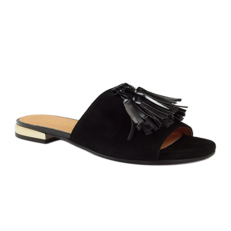 Ciabatte nere con frange Badura 5133 nere nero giallo 1