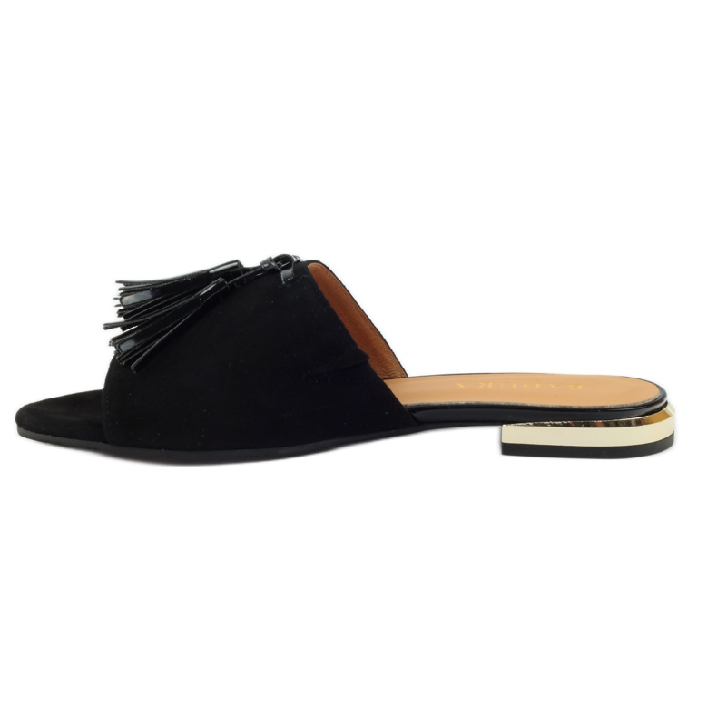 Ciabatte nere con frange Badura 5133 nere nero giallo 2