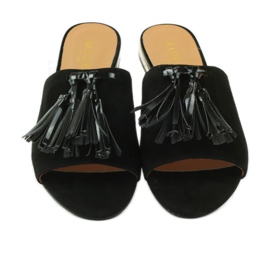 Ciabatte nere con frange Badura 5133 nere nero giallo 4