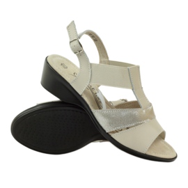 Filippo Comodi sandali con zeppa in pelle beige argento 3