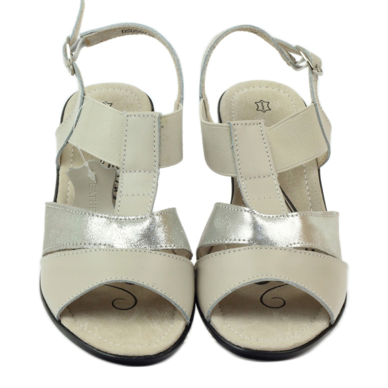 Filippo Comodi sandali con zeppa in pelle beige d'argento 4