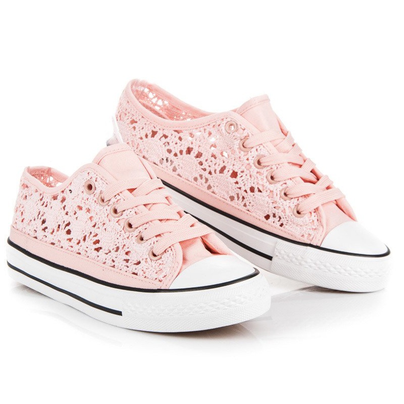 Sneakers in pizzo rosa 1