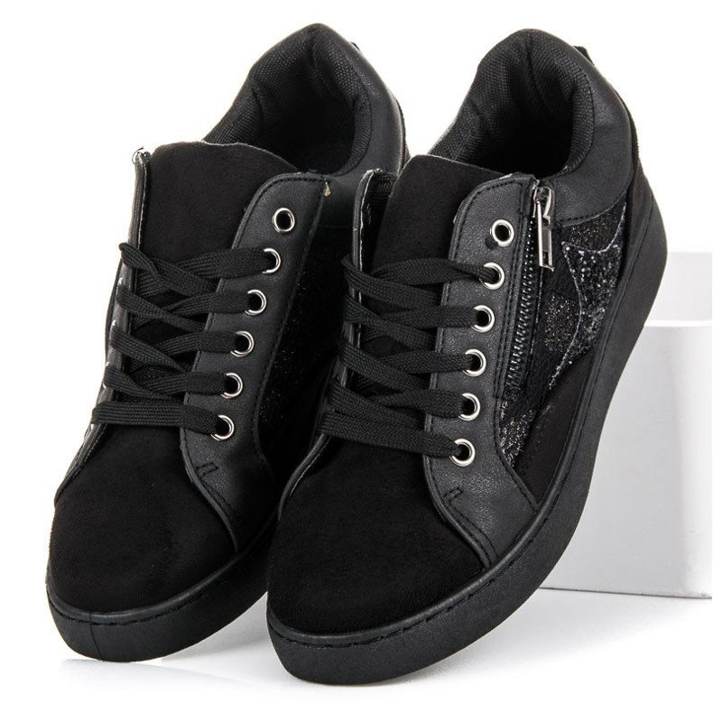 Erynn Sneakers allacciate alla moda nero 1