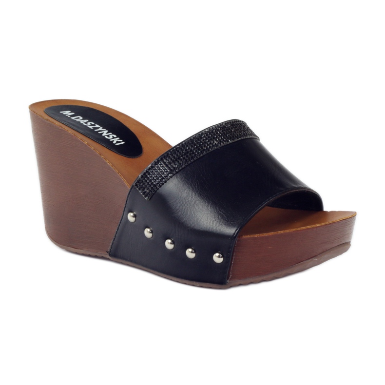 M.Daszyński Daszyńciabatte da sci con zeppa con zirconi nero 1