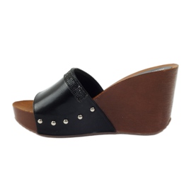 M.Daszyński Daszyńciabatte da sci con zeppa con zirconi nero 2