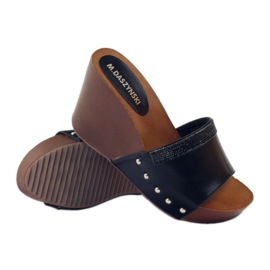 M.Daszyński Daszyńciabatte da sci con zeppa con zirconi nero 3