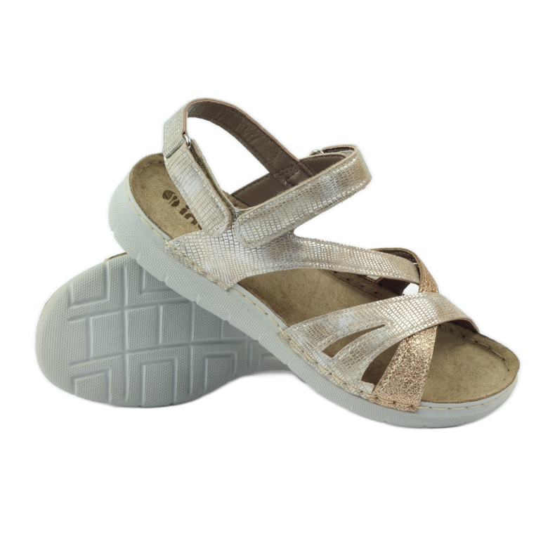 Sandali con inserto in pelle Inblu 004 dorato marrone giallo 3