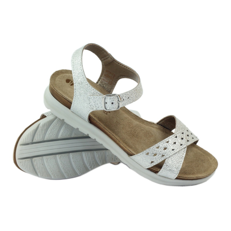 Sandali in pelle Inblu 038 inserto argento grigio 3