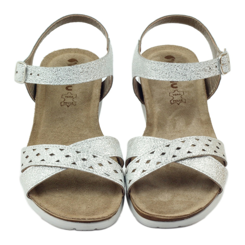 Sandali in pelle Inblu 038 inserto argento grigio 4
