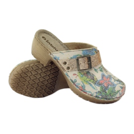 Zoccoli con fiori Inblu BL02 marrone giallo multicolore 3