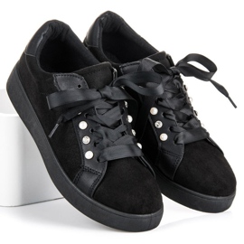 Erynn Sneakers stringate in suede nero 1
