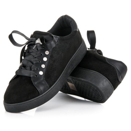 Erynn Sneakers stringate in suede nero 2