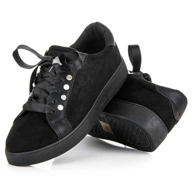 Erynn Sneakers stringate in suede nero 2